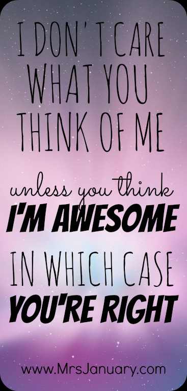 I don't care what you think of me. Unless you think I'm awesome - in which case, you're right.