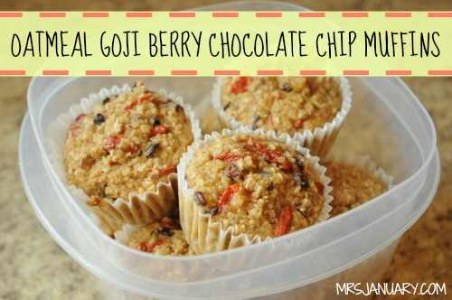 Oatmeal Goji Berry Chocolate Chip Muffins