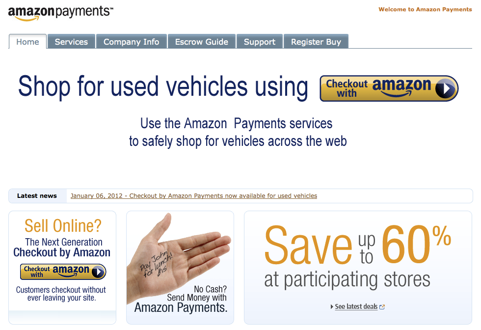 Amazon Payments screen shot