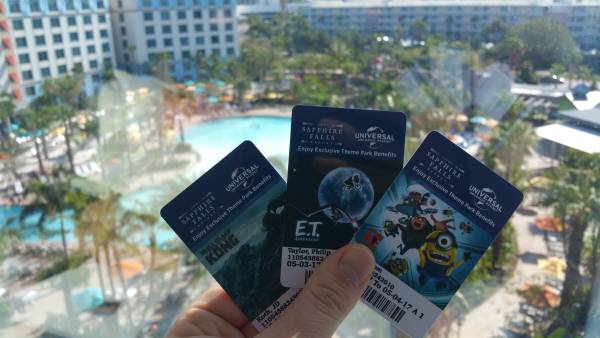 Loews Sapphire Falls room keys have additional benefits like early admission and you can charge on the card.