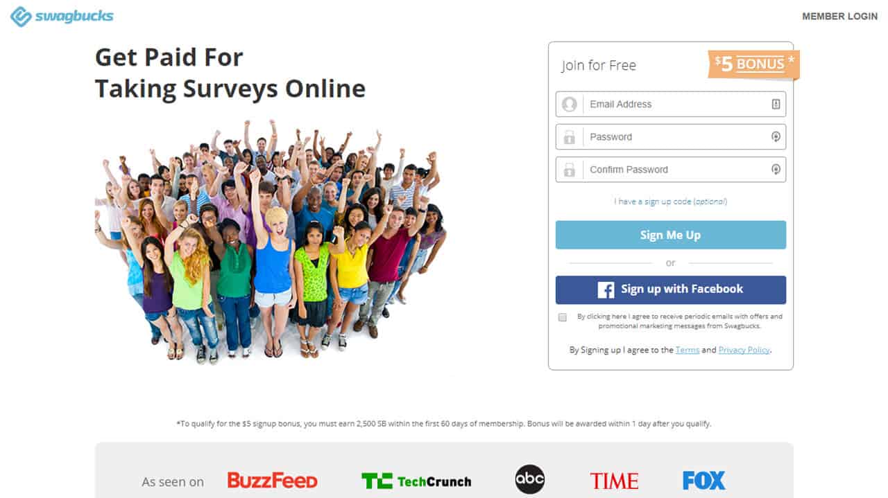 Online Surveys For Money The 16 Best Paid Survey !   Sites In Canada - swagbucks swagbucks signup screen